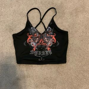 medium, crop top, romwe, red writing